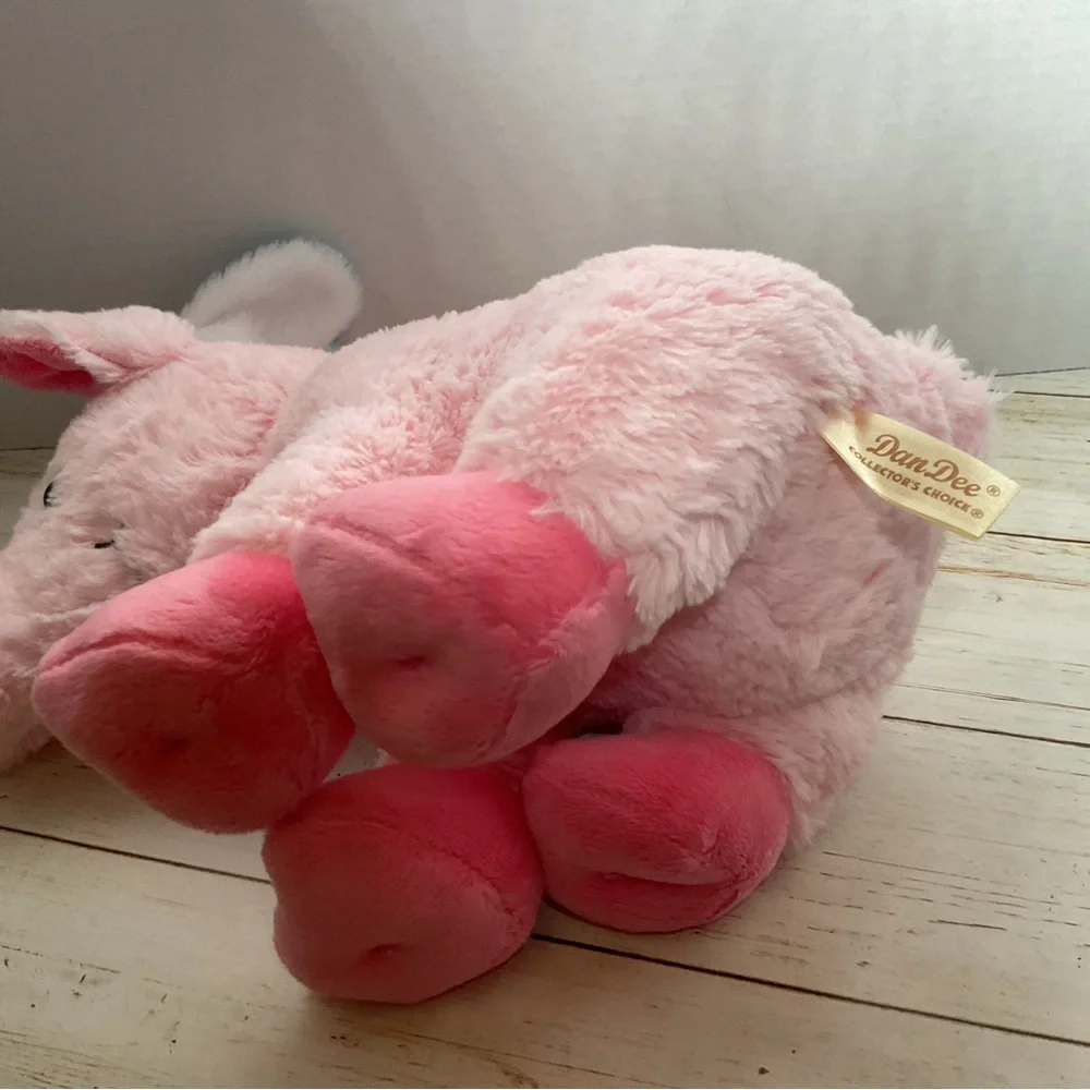 DAN DEE Collectors Choice Smiling Pink Pig Plush with Bunny Ears Stuffed Animal